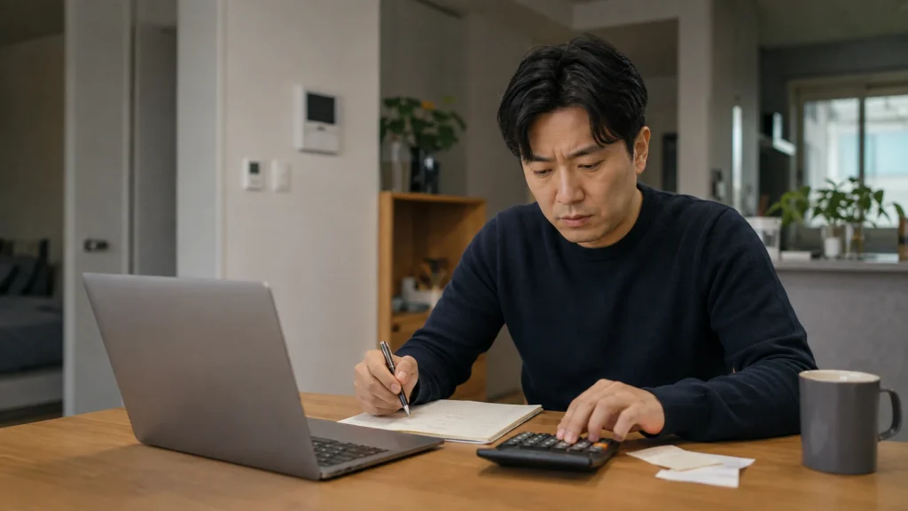 손해배상 소송 비용 준비 자료를 검토하는 모습