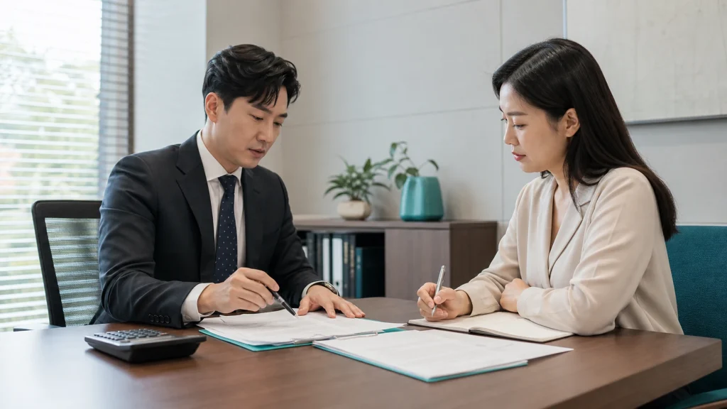 민사소송 착수금 비용 조건을 비교하는 모습